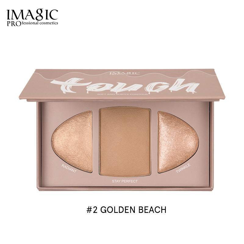IMAGIC Three Color Highlighter Face Brightening Three Dimensional Shadow Nose And Cheek Shadow Highlighter Makeup Palette