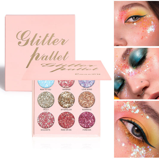 CmaaDu 9 Shades of Glitter Eyeshadow Makeup Matte and Metallic Glitter Glitter Powder