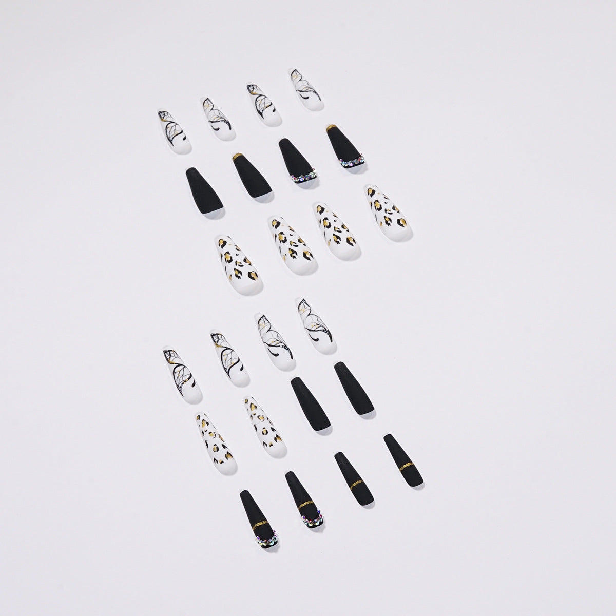 Butterfly Wearing Leopard-Print Nail Piece Scrub Manicure Wearing Nail Patch With Drill Nail Patch