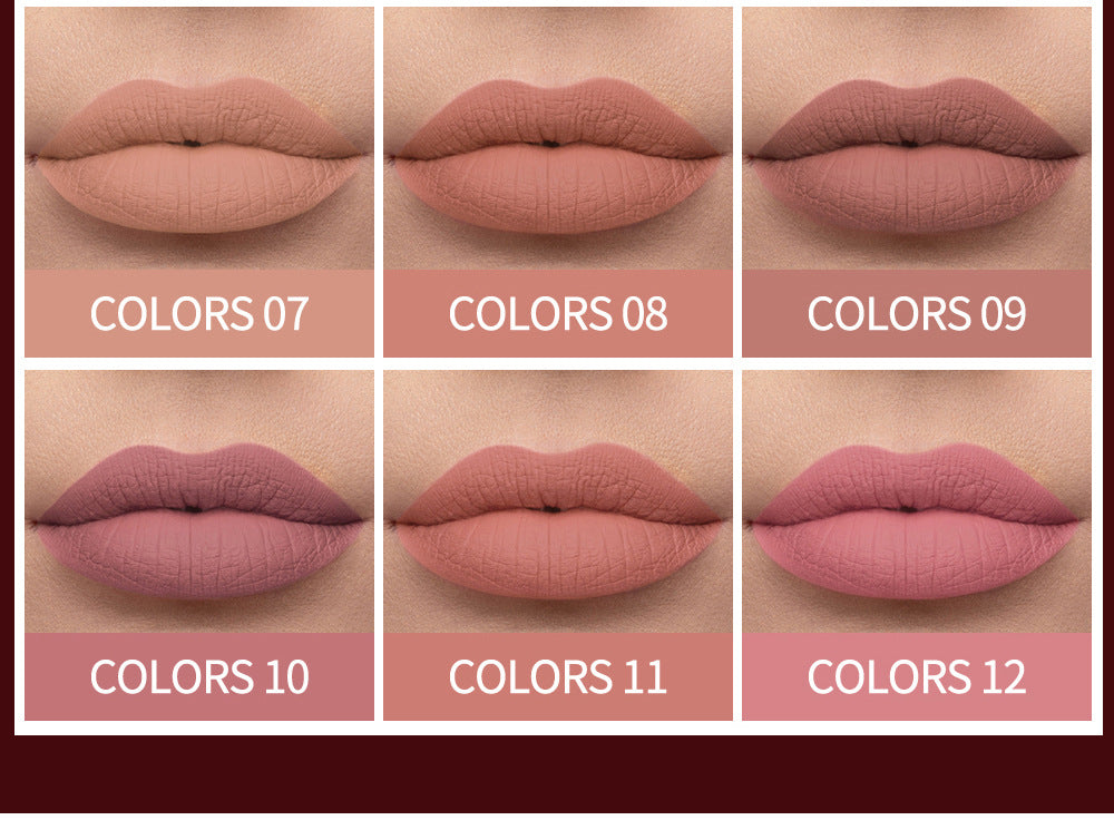 HANDAIYAN Popular Matte Matte Velvet 12 Colors Lip Gloss Liquid Lipstick Lip Glaze