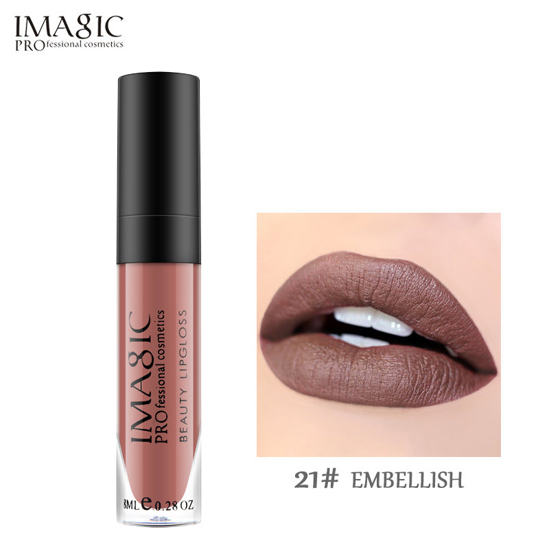 IMAGIC Non Stick Cup Matte Lip Gloss Moisturizing And Long Lasting Non Discoloring Lipstick Lip Glaze Biting Lip Makeup
