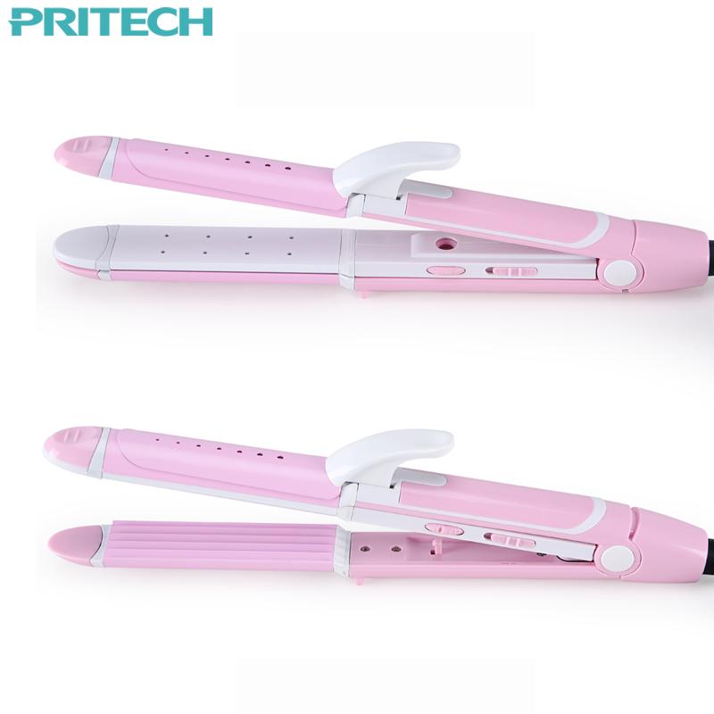 Pritech New Electric 3 In 1 Hair Straightener Curling Irons For Wet&Dry Professional Hair Curler Styling