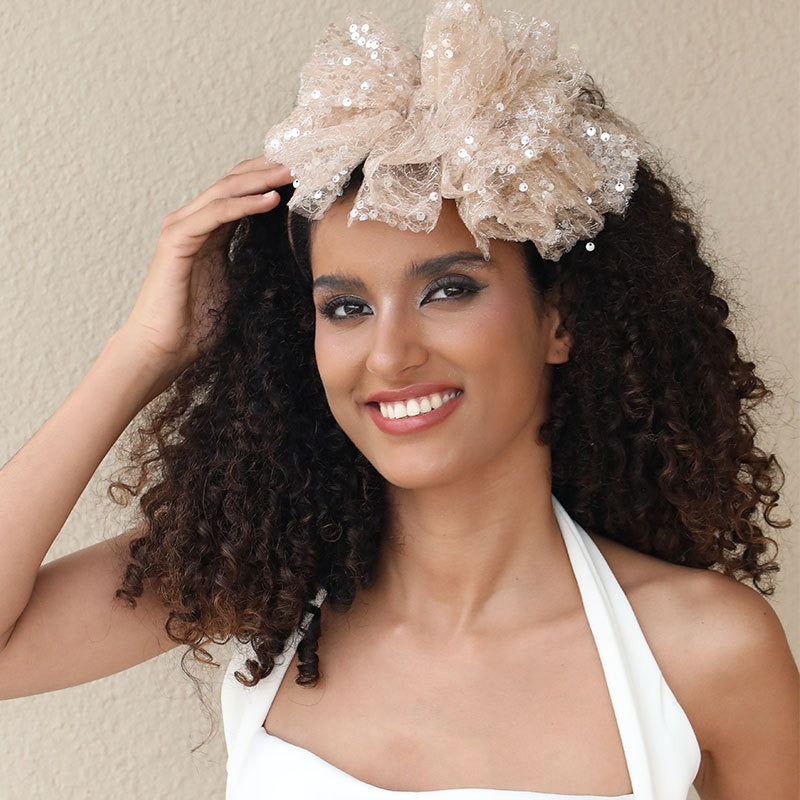 Fashionable fish scale cloud fabric large bow hairband