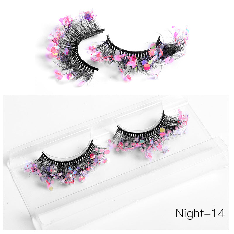 New Color Noctilucent Fried False Eyelashes Multi Layer Thick Cross Mink Like Eyelashes 8D FLUFFY