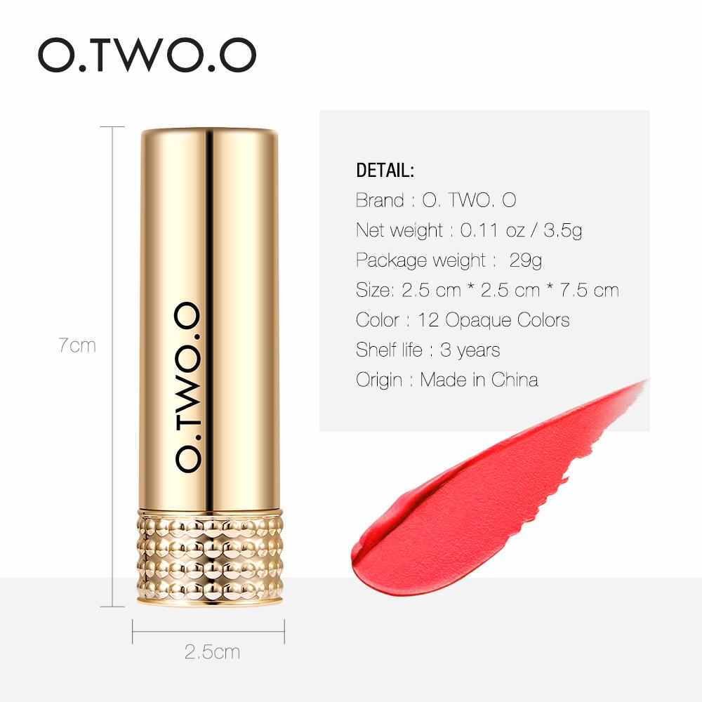 O.TWO.O 12 Colors Lipstick Matte Lipsticker Long-lasting Easy to Wear Waterproof Baby Lip Balm Nude