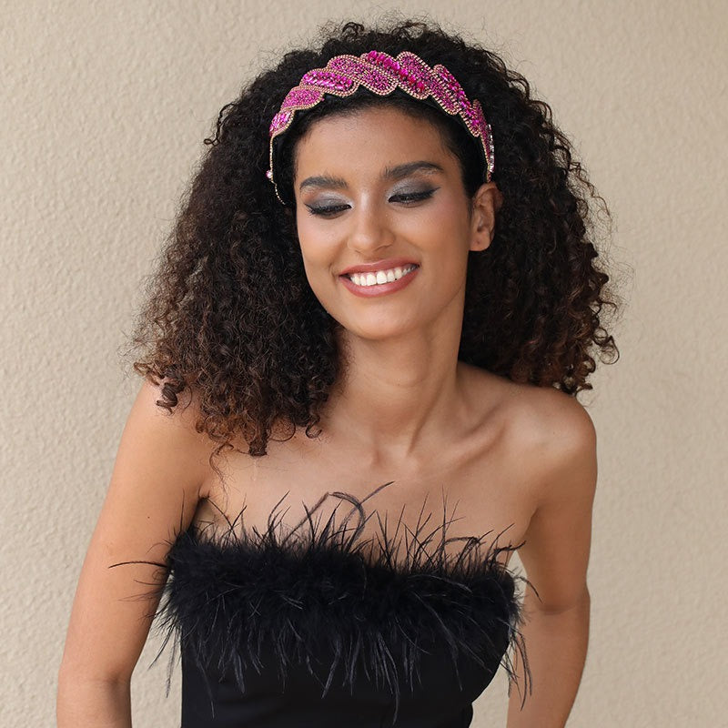 Fashionable Mizhu Water Diamond Baroque Hair Hoop