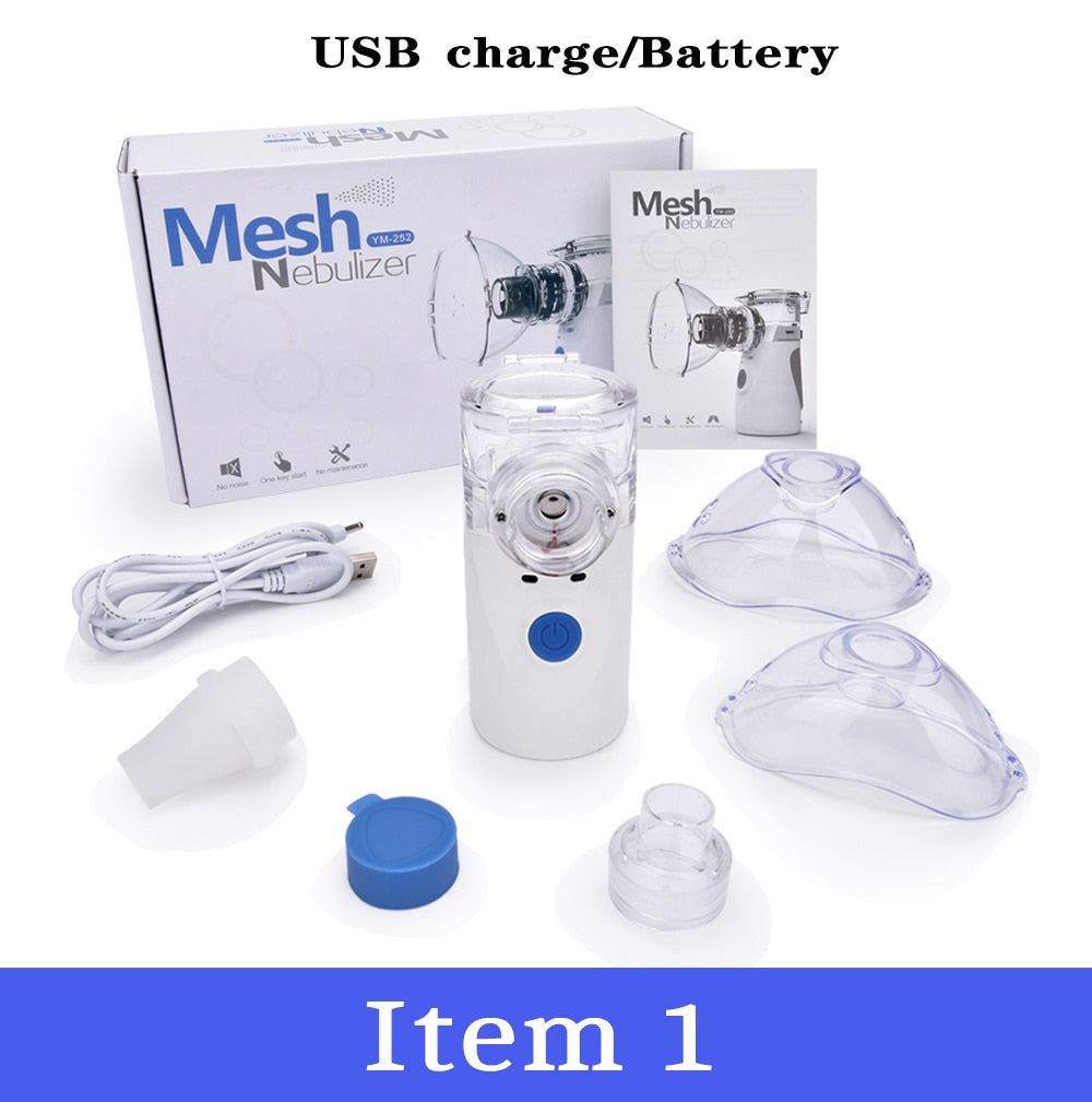 Portable Mesh Nebulizer Silent Ultrasonic Medical Steaming Inhaler USB Charging Adult Kids Respirator Humidifier Health Care