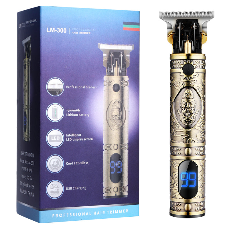 Electric Hair Clipper T9 Multi Accessory LCD Rechargeable Retro Oil Head Engraving Electric Hair Clipper