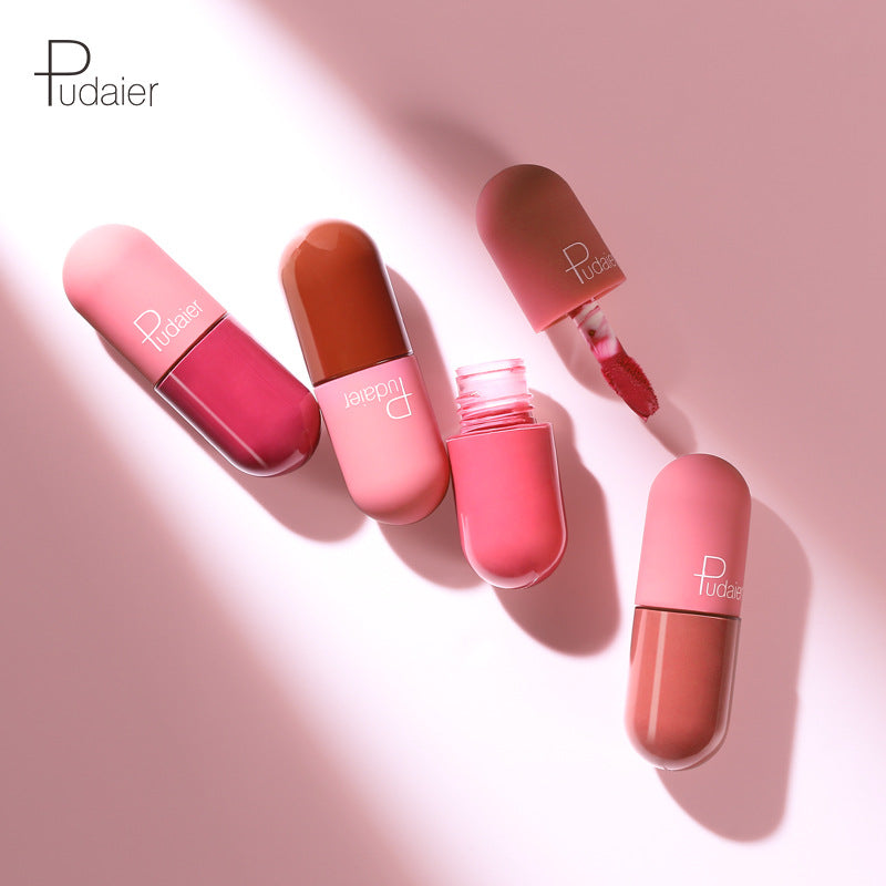 Pudaier 18 Color Mini Capsule Lip Glaze Velvet Fog Color Non-Stick Cup Smooth Matte