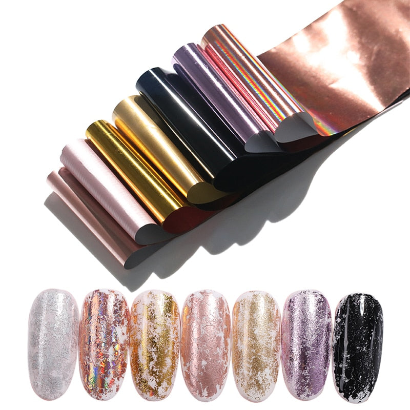 Pink Gold Sliver Nail Foils Sparkly Sky Glitter Marble Nail Art Transfer Stickers Slider Paper Nail Art Manicures Decoration