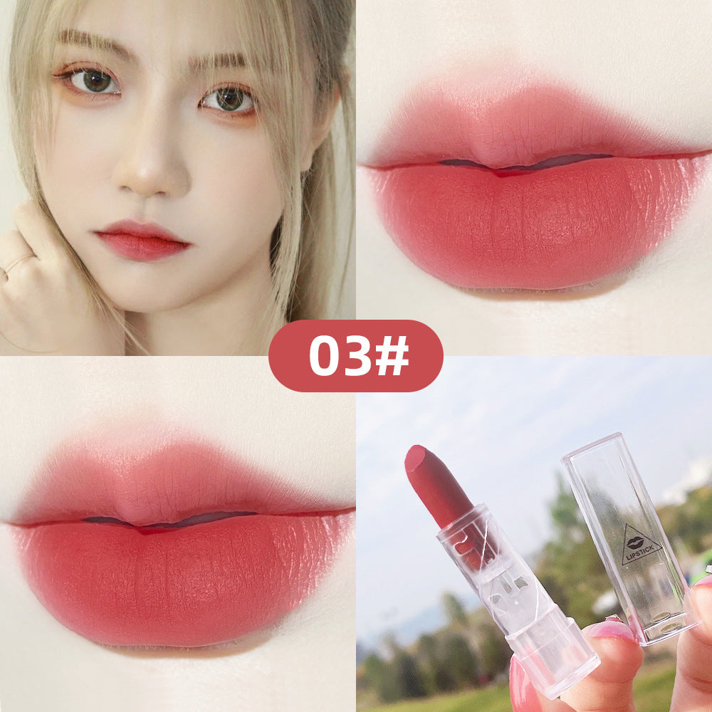 Transparent Shell Lipstick Matte Peach Pink Student Model Plain White Lipstick Sample Lipstick