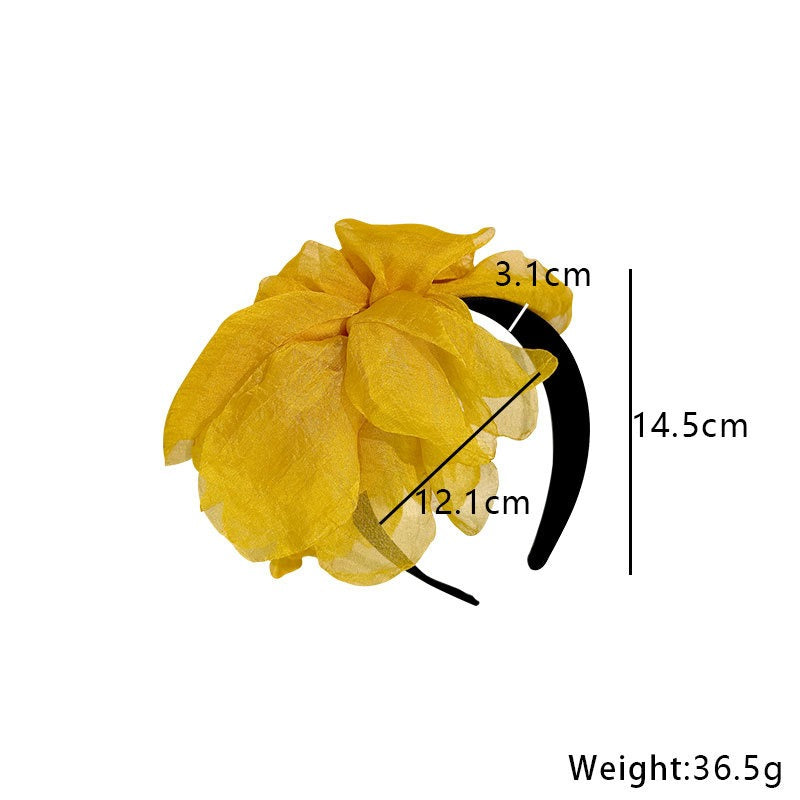 Oversized and exaggerated handmade fabric flower versatile headband