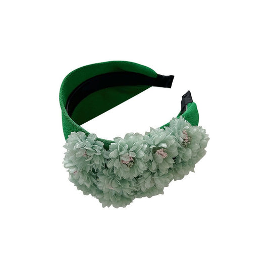 Flower series fashionable and exaggerated wide edge handmade fabric headband