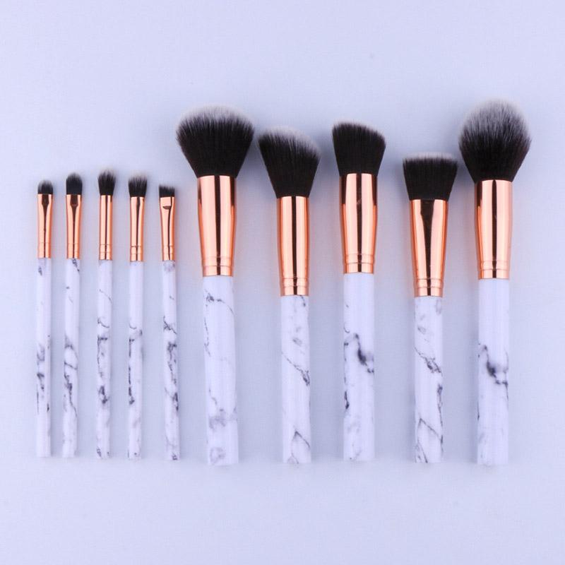 10Pcs/Set Professional Makeup Brushes Marbling Handle Eye Shadow Eyebrow Lip Eye Make Up Brush Comestic Tools HJL2017