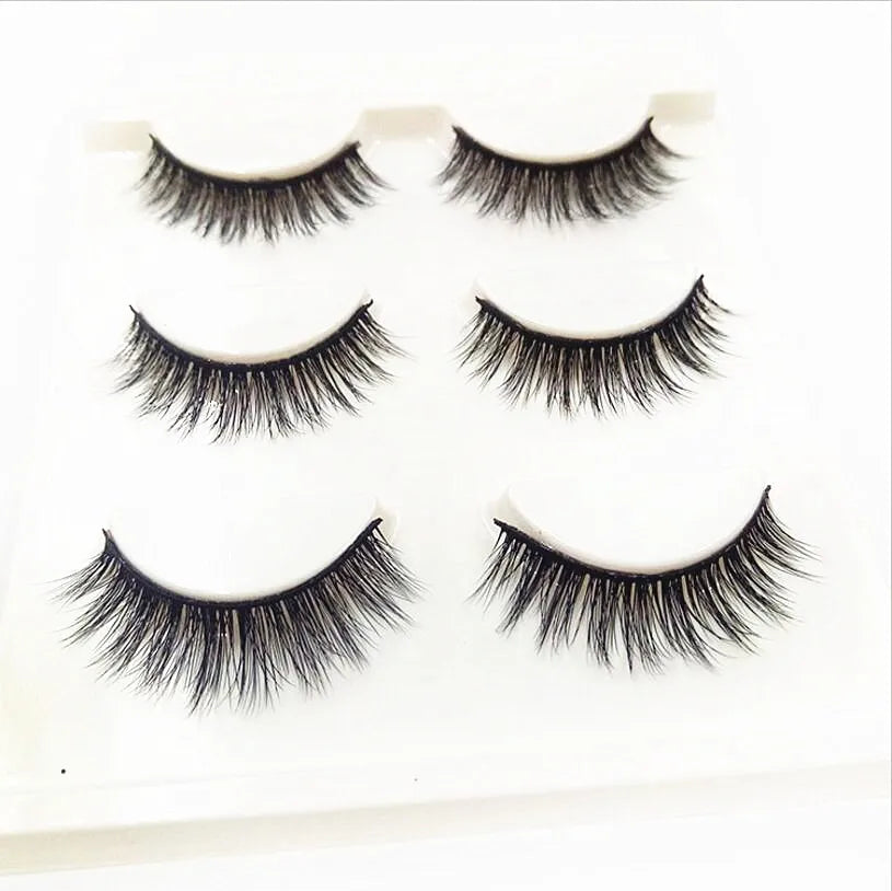 3 pairs / 6 eyelashes natural soft handmade rough eyelash massage