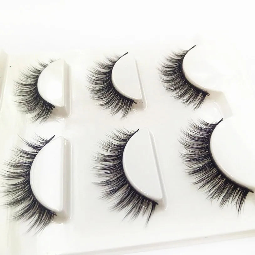 3 pairs / 6 eyelashes natural soft handmade rough eyelash massage