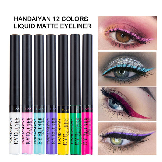 HANDAIYAN 12 Color Matte Color Liquid Eyeliner Long Lasting Non-Smudge Liquid Eye Shadow