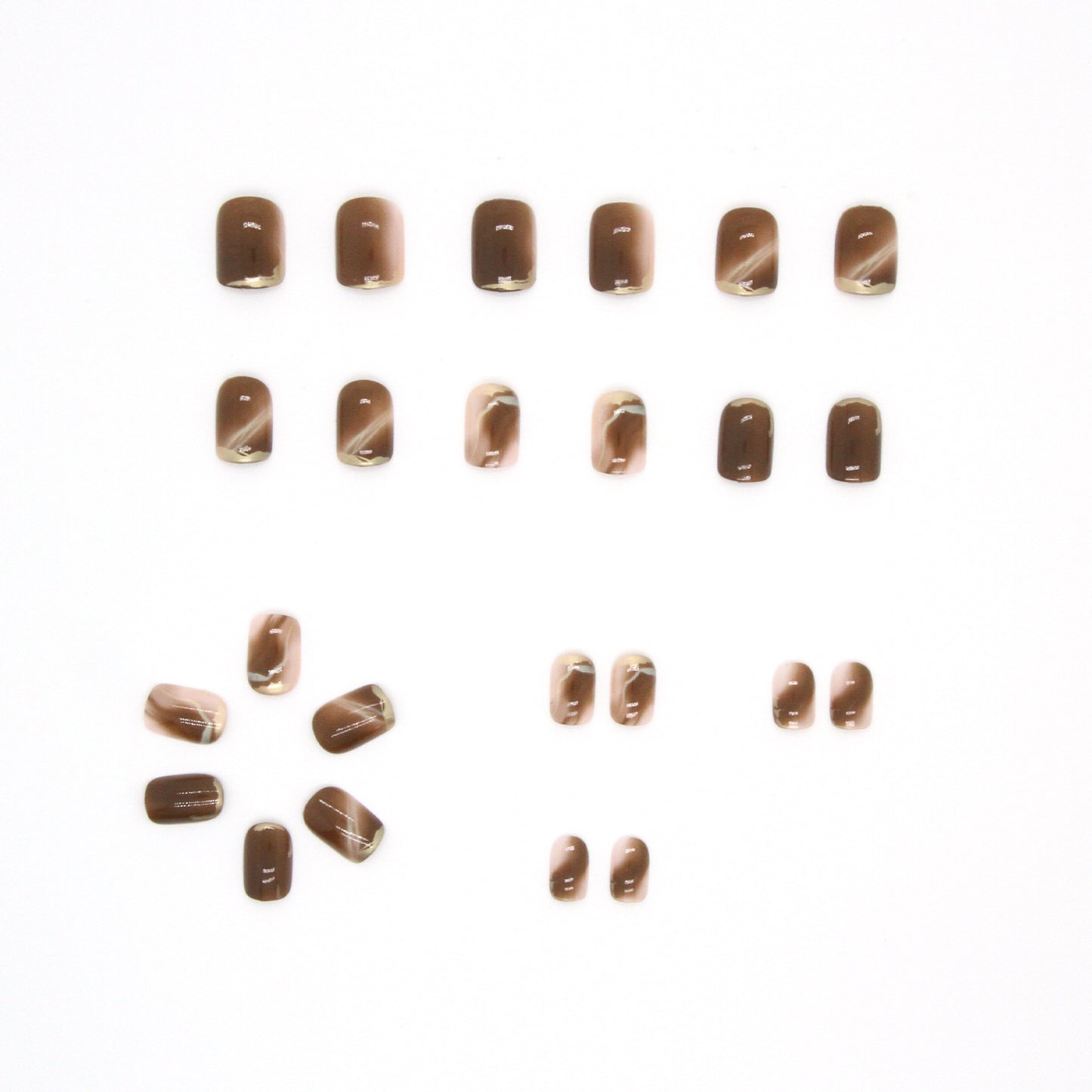 Wearing Warm Brown Brown White Double Spell Smudged Golden Texture Ins Style Manicure Patch The Finished Product Is Removable