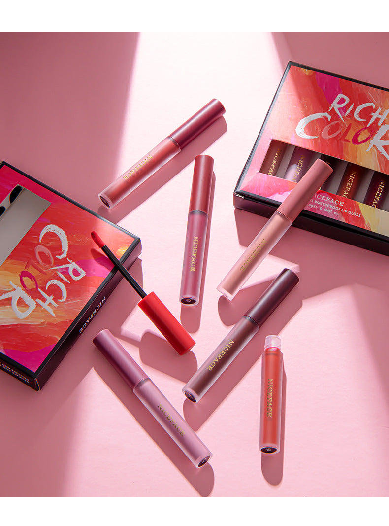 Niceface New Quality Lip Glaze Velvet Matte Lip Glaze Set Matte Non-Stick Cup Waterproof Makeup