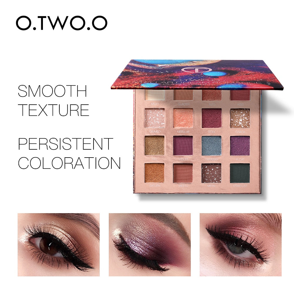 O.TWO.O Stellar Romance Eyeshadow Palette 16 Colors Charming Pigment Eye Shadow Matte Shimmer Glitter Powder Lasting Makeup
