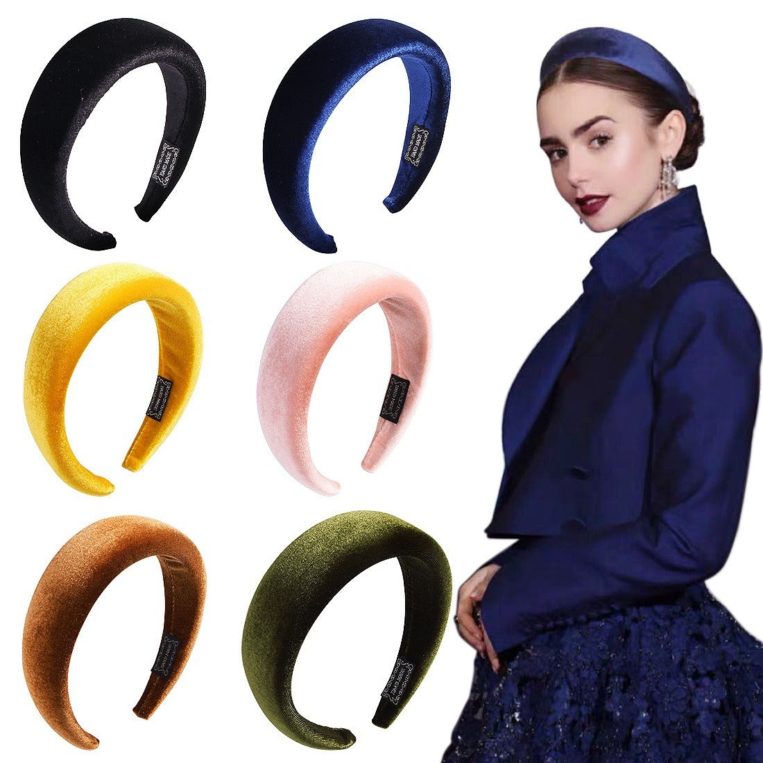 Wide edge velvet sponge hair clip for women's head clip high skull top hair clip