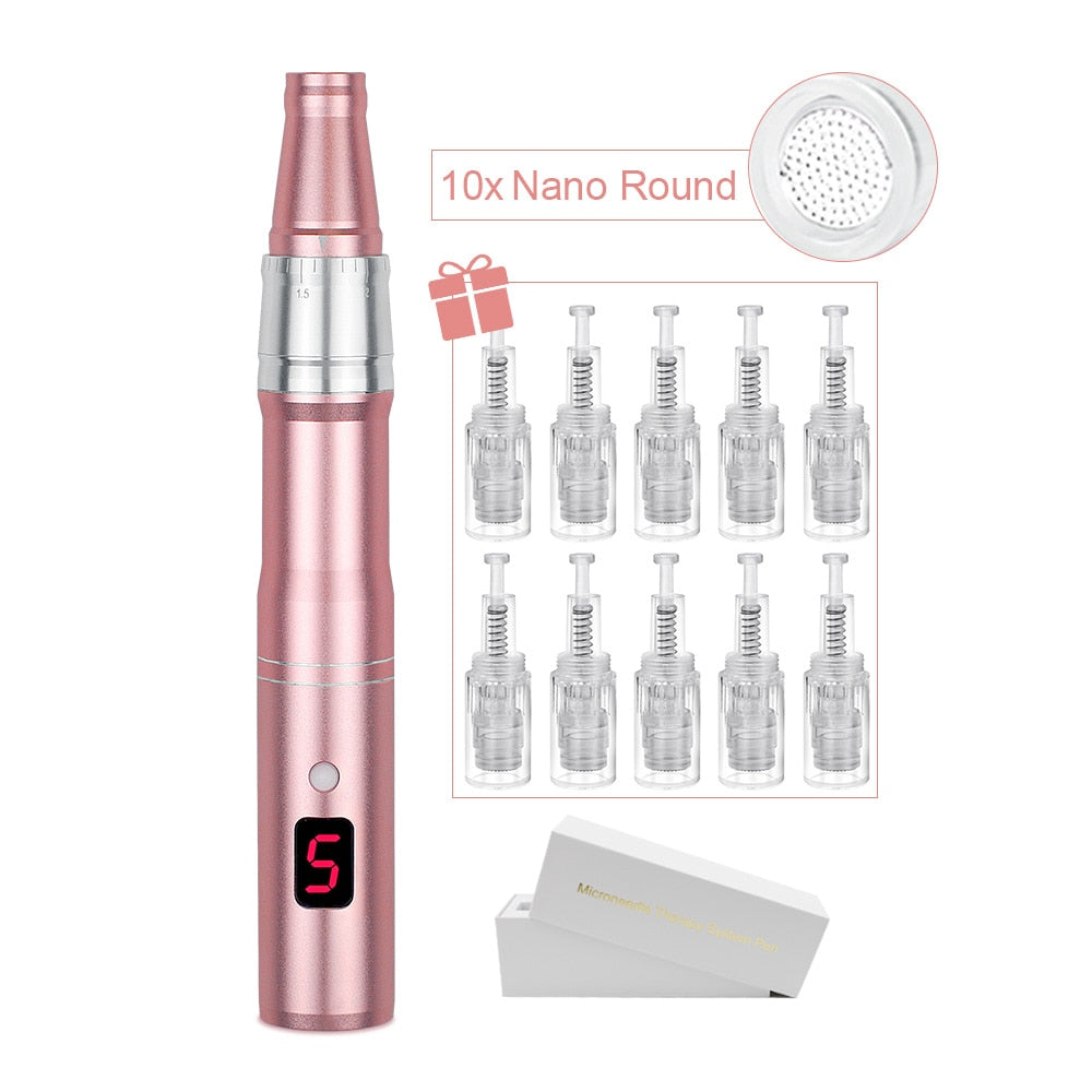 Professional Microneedeling Pen Machine with Cartridge Wireless Microneedling Pen for Derma MTS Pen Beauty Machine Skin Care Kit