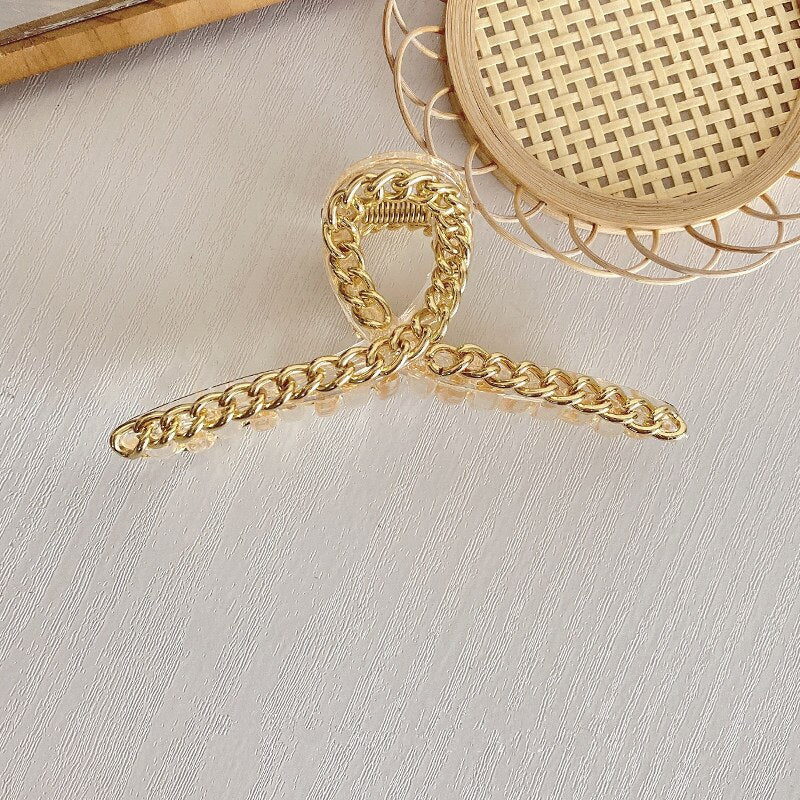 Women Girls Fashion Transparent Hair Claws Hair Clips Hair Accessories Elegant korean Style Women Big Size Chain Headwear