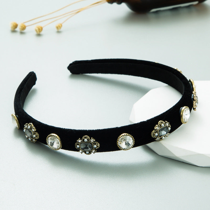 Baroque Court Diamond Tapered Headband Retro Style Premium Hair Ornament