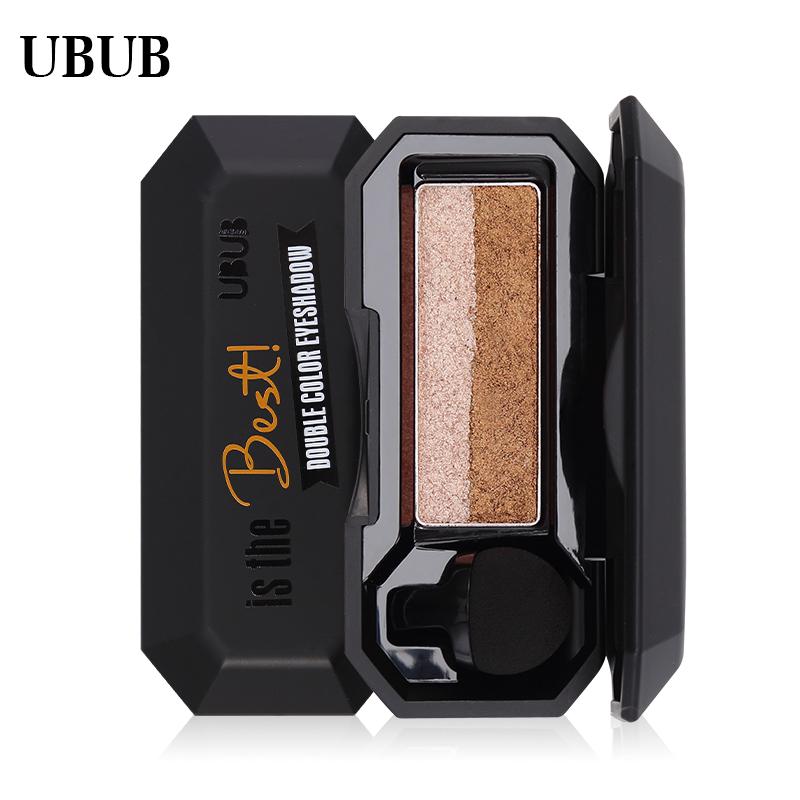 UBUB Professional Double Colors Shimmer Smoky Eyeshadow Shiny High Pigments Waterproof Long Lasting Nude Eye Shadow Palette