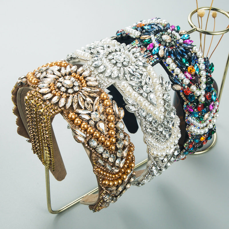 Hair Hoop Fashion French Palace Style Pearl Tassel Bangs Hair Cave High Quality Temperament All-Match Hair Hoop Hair Accessories