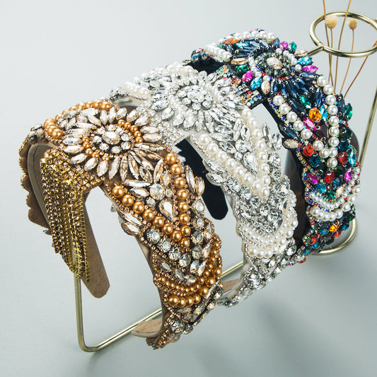 Hair Hoop Fashion French Palace Style Pearl Tassel Bangs Hair Cave High Quality Temperament All-Match Hair Hoop Hair Accessories