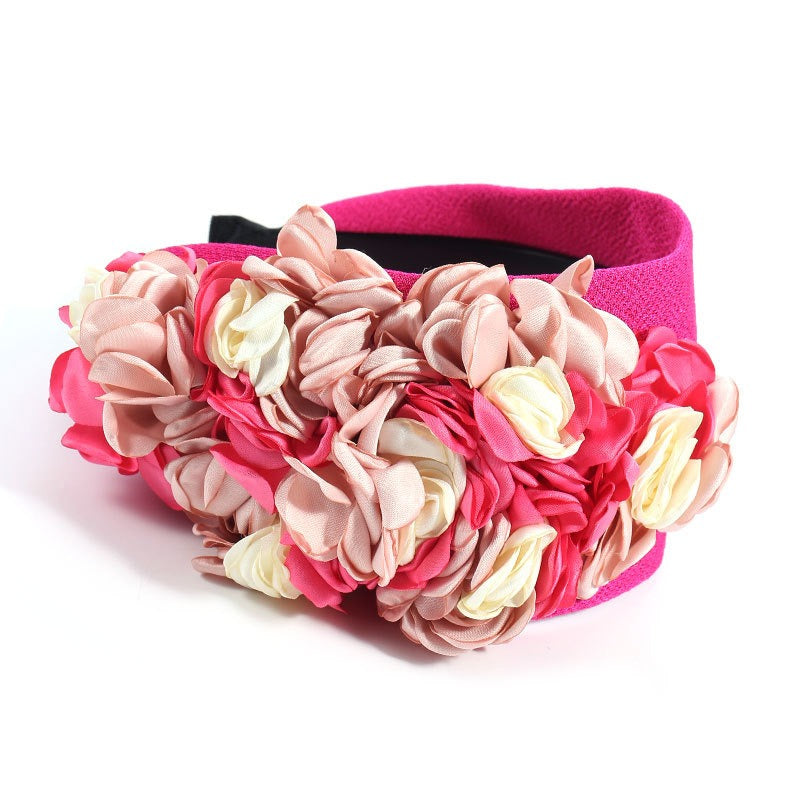 Handmade fabric side three-dimensional flower headband