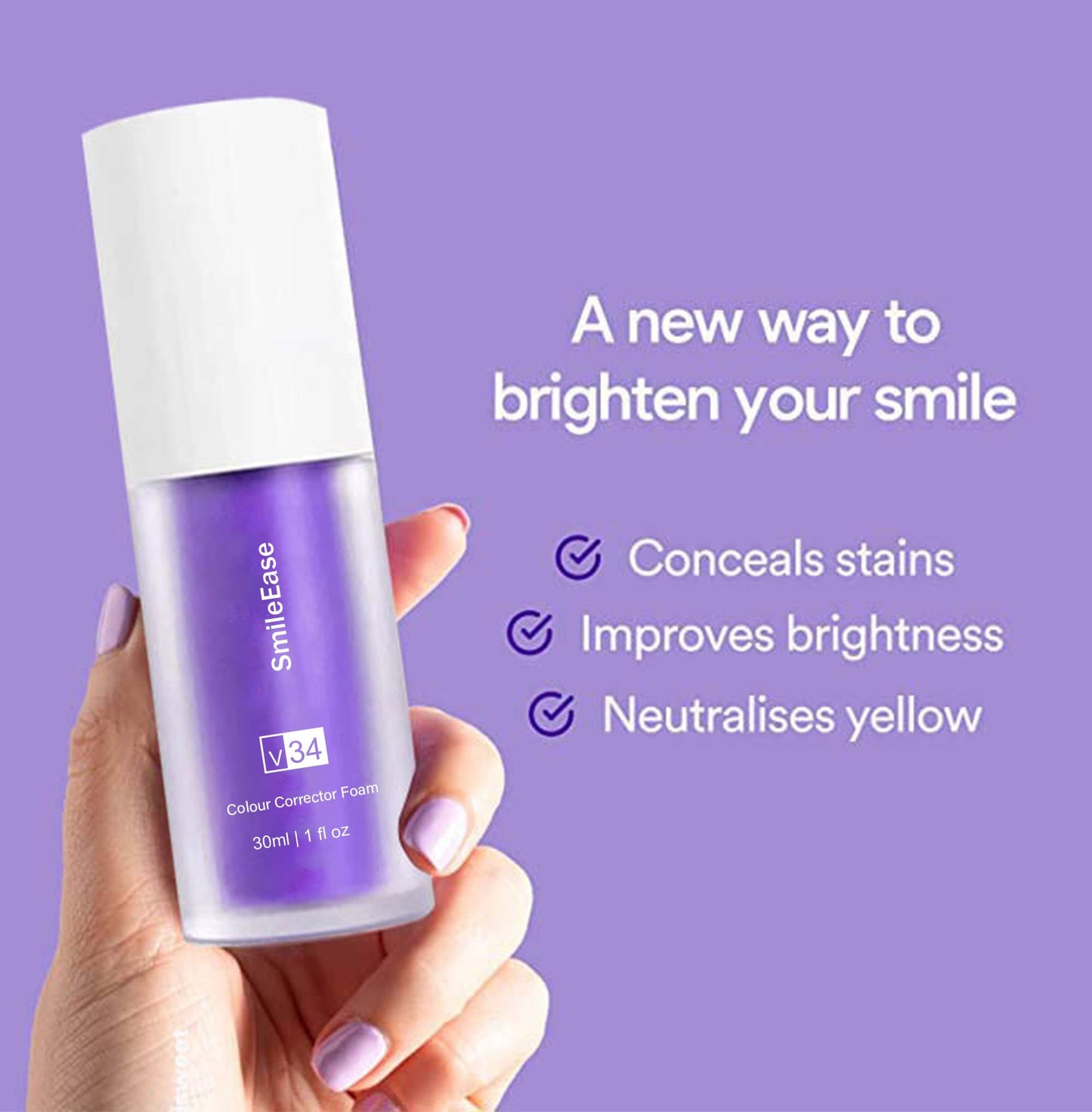 HISMILE V34 Purple Toothpaste Colour Corrector Teeth For Teeth Whitening Brightening Reduce Yellowing Cleaning Tooth Care 30ml