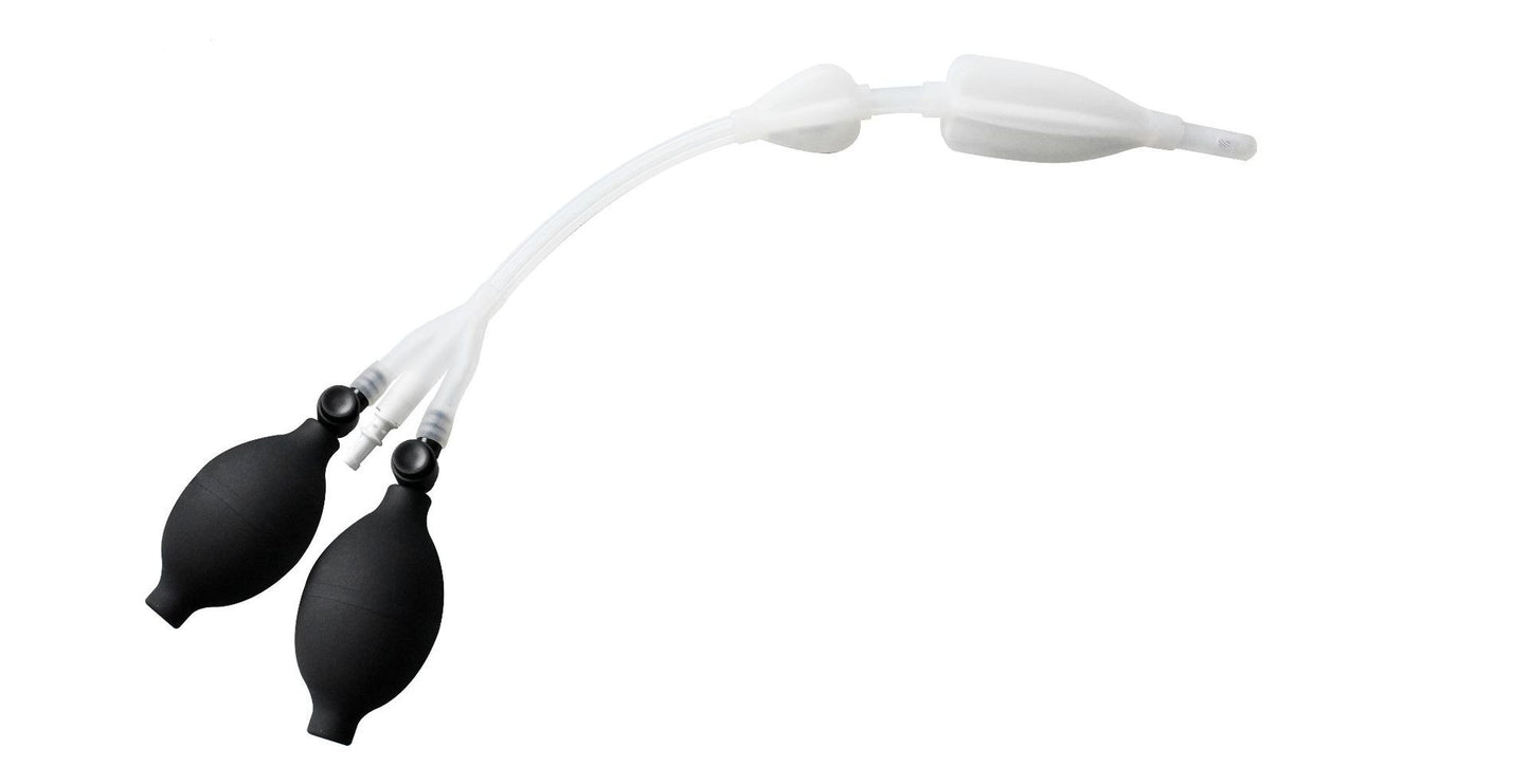 Enema Bulb Silicone Enema Douche Bulb Dual Side Openings Elastic Inflatable Double Bulb Flushing System for Health Care