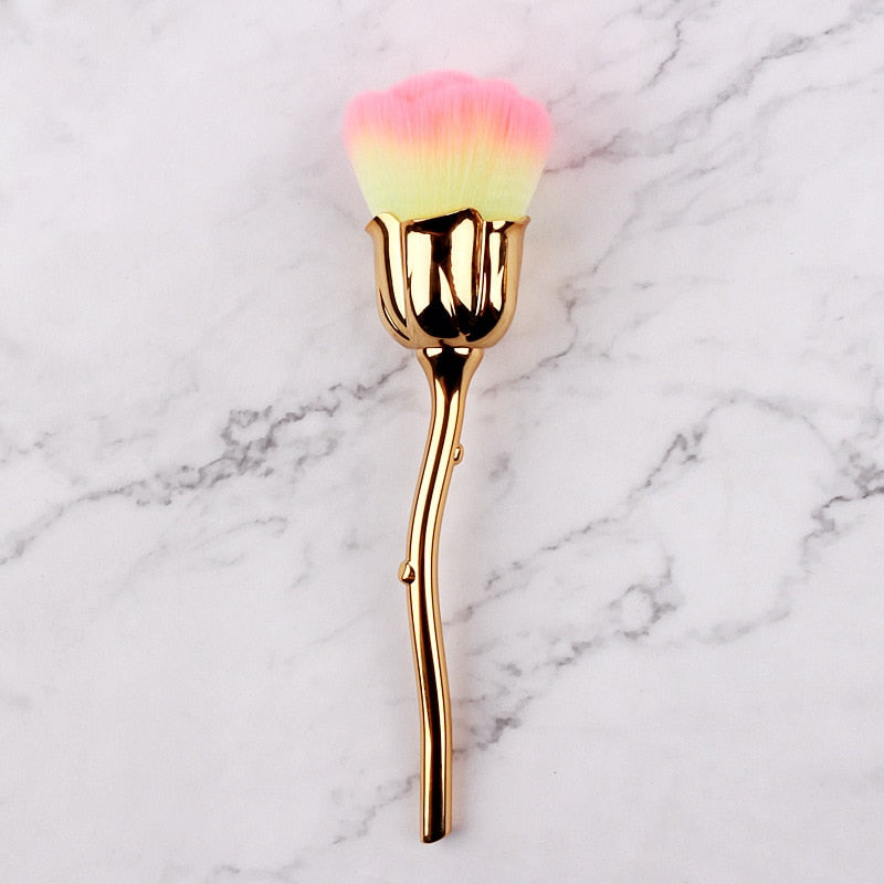 Flower Nail Brush For Manicure Rose Nail Art Brush Nail Accesories Tools Popular Round Small Gel polish Dust Cleaning Brushes