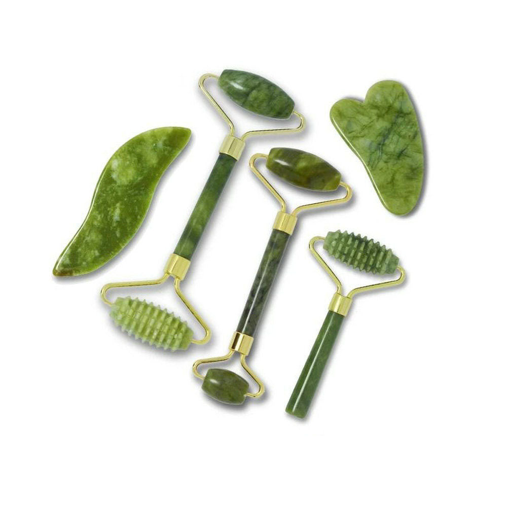 Jade beauty device scraping plate roller massage stick zinc alloy flower stand double head mute beauty device