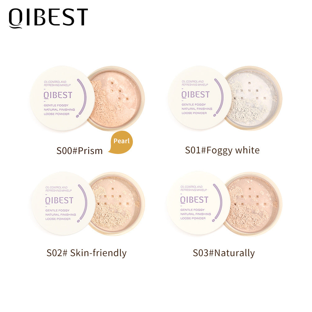 QIBEST Icy Loose Powder Mint Loose Powder Honey Powder Cake Is Not Easy To Take Off Makeup Concealer Makeup Powder