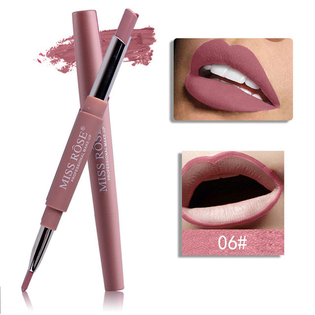 MISS ROSE 1PC Double-end Lasting Lipliner Waterproof Lip Liner Stick Pencil 8 Colors Party Daily Makeup Lipliner Pen