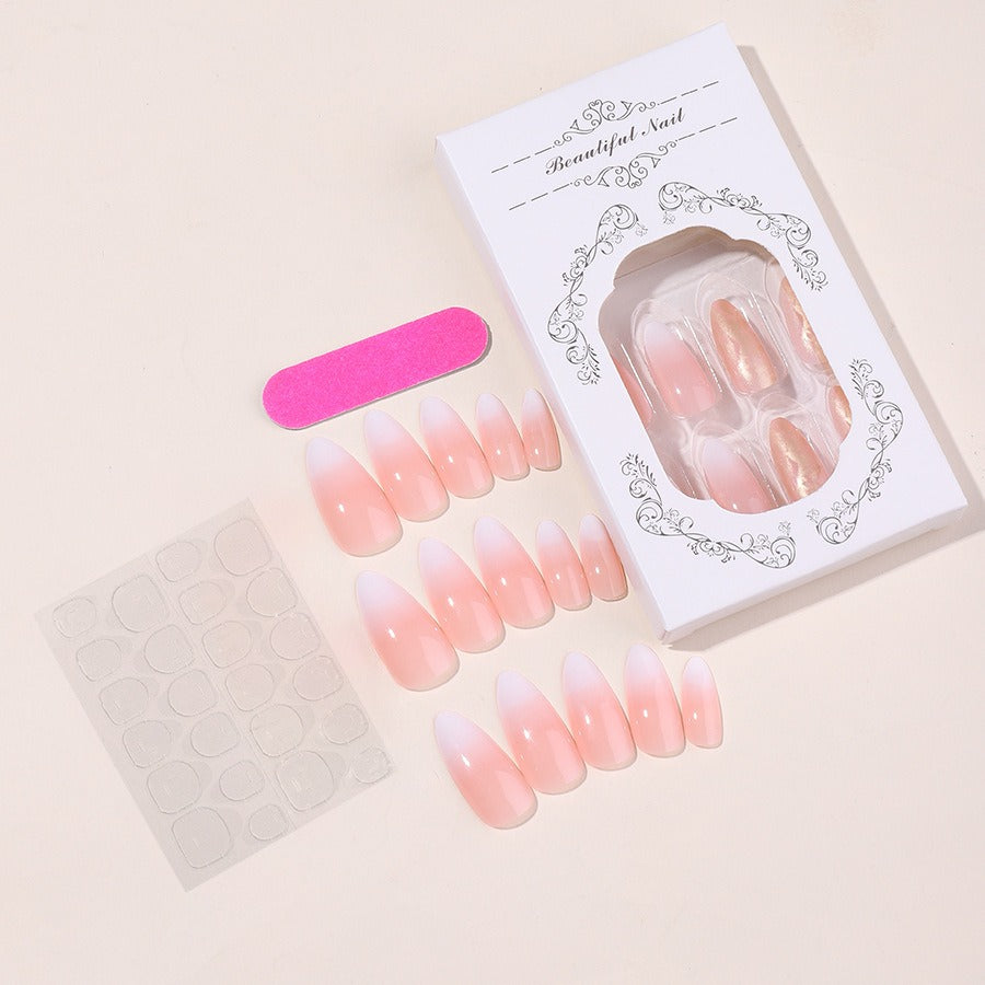 New wearable nail gradient glitter manicure patches almond-shaped nails fake nail patches