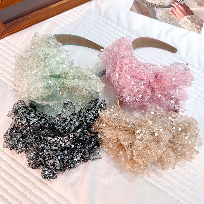 Fashionable fish scale cloud fabric large bow hairband