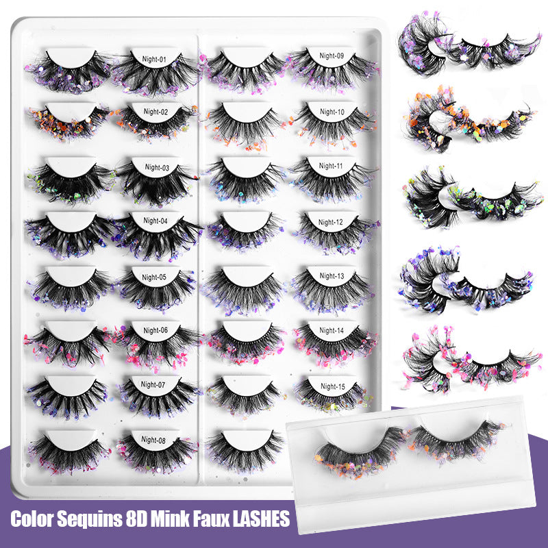 New Color Noctilucent Fried False Eyelashes Multi Layer Thick Cross Mink Like Eyelashes 8D FLUFFY