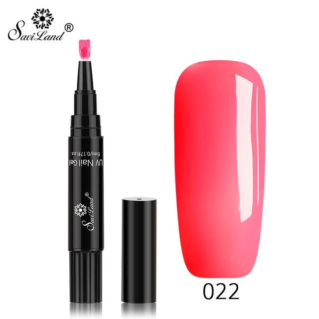 Saviland Newest 3 In 1 Gel Nail Varnish Pen Glitter One Step Nail Art Gel Polish Hybrid 60 Colors Easy To Use UV Gel Lacquer