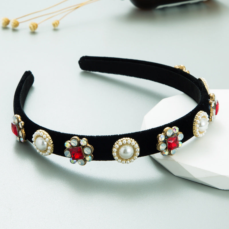 Baroque Court Diamond Tapered Headband Retro Style Premium Hair Ornament