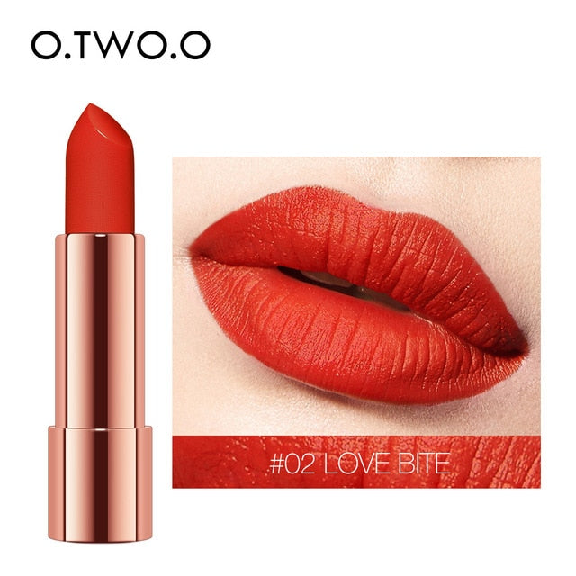 O.TWO.O Matte Lipstick Nude Brown Red Lips Makeup Velvet Silky Smooth Texture Long Lasting Waterproof Lip Stick 12 Colors