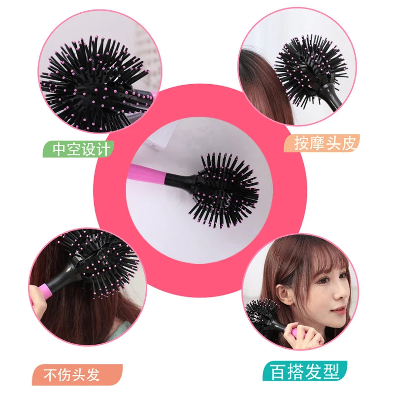 3D Round Hair Brushes Comb Salon make up 360 degree Ball Styling Tools Magic Detangling Hairbrush Heat Resistant Hair Comb