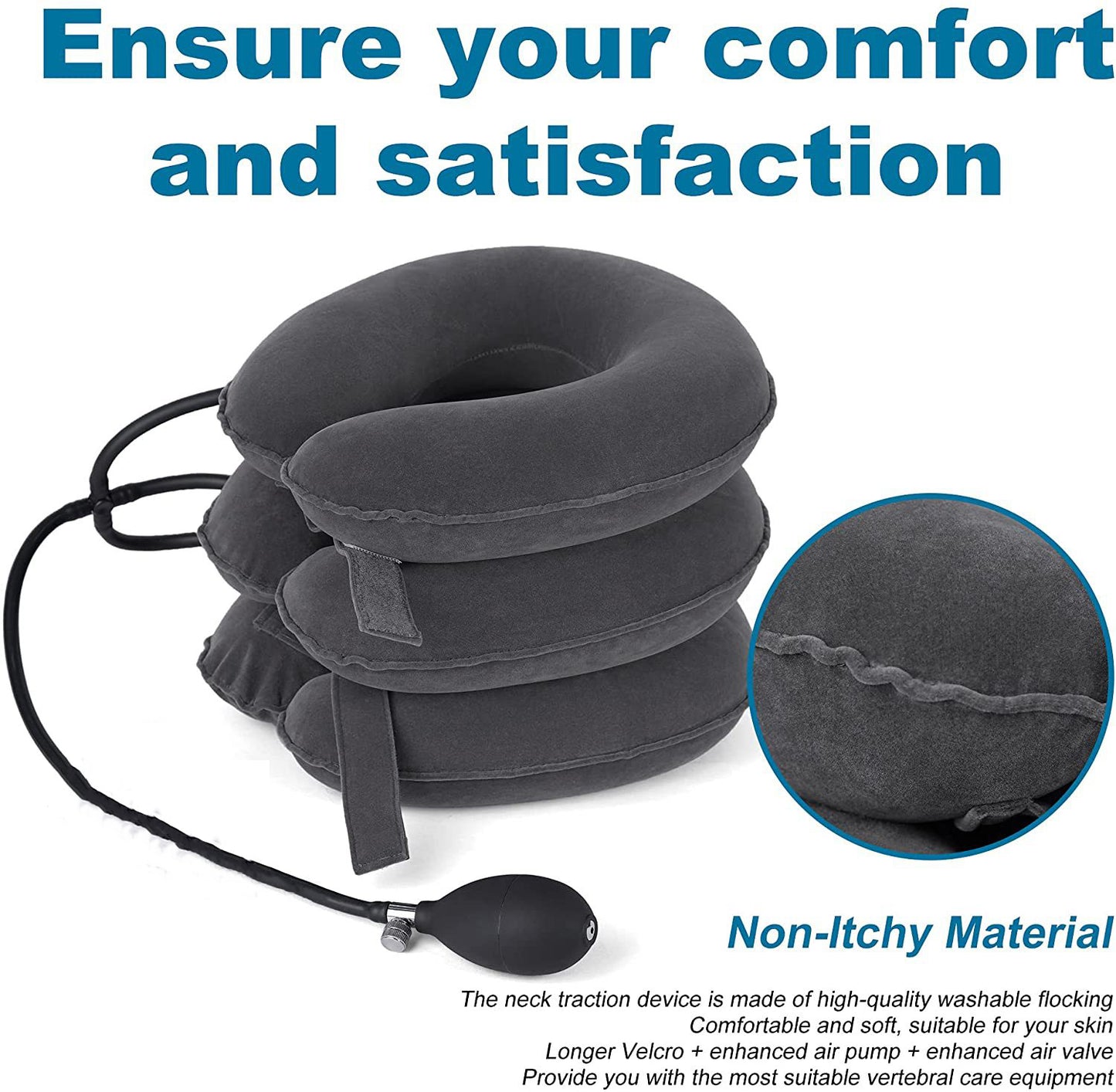 Cervical Traction Device Neck Support Pillow Inflatable Adjustable Neck Stretcher Three-Layer Inflatable Neck Pillow