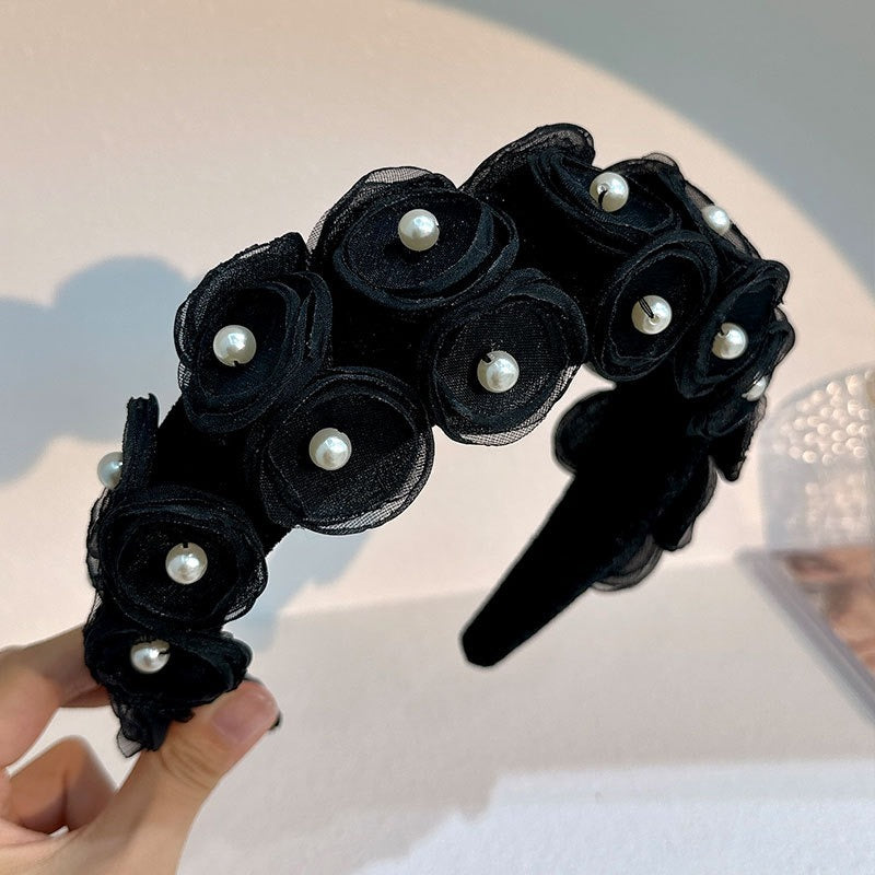 Fashionable fabric pearl flower headband