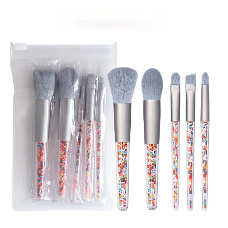 5/8pcs Mini Candy Makeup Brushes Soft Eyeshadow Powder Blush Eyebrow Brush Set Candy Theme Small Cosmetic Compensation Tools