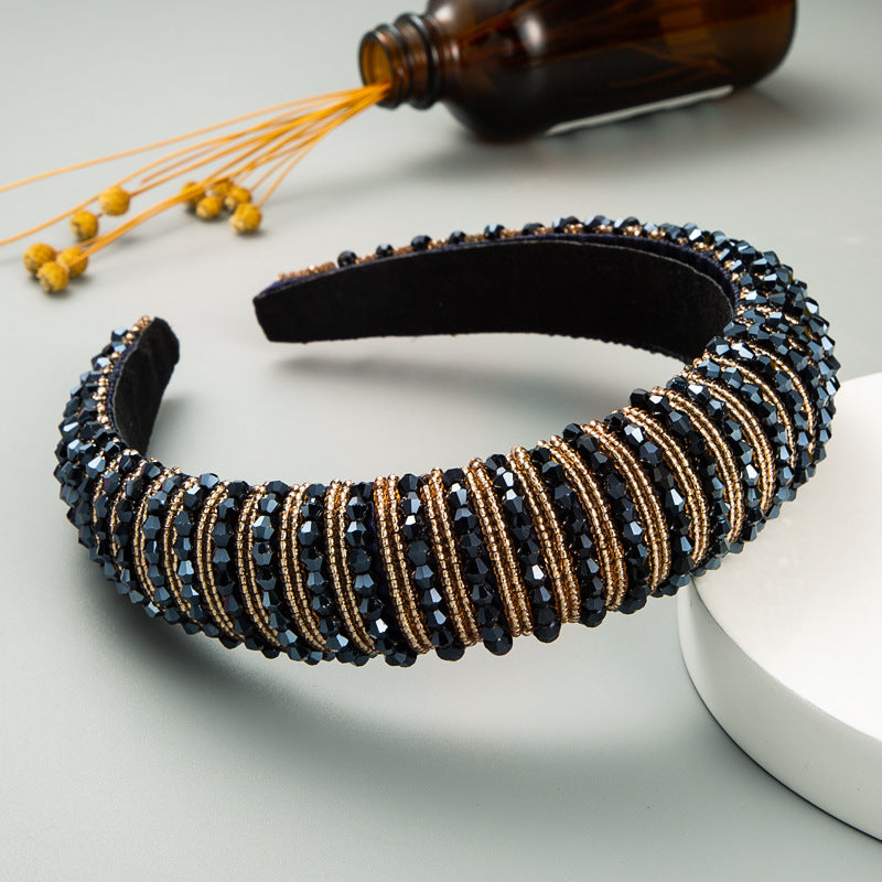 Hair Hoop Hand Woven Beaded Head Hoop Female Baroque Sponge Hair Bundle Korean Style Of The Net Red Face Wash Hair Accessories