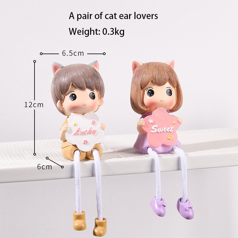 Cute Cartoon Hanging Feet Doll Ornaments Living Room Desktop Decoration Resin Crafts Couple Gifts